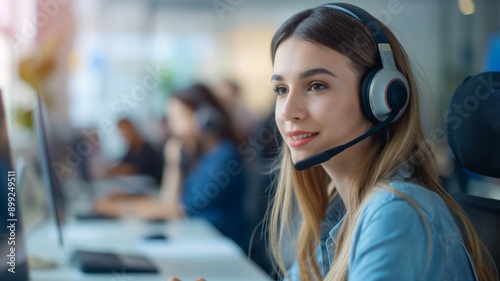 Focused call center agent at work