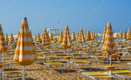 In the early morning the beach is still empty