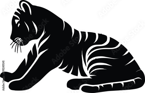 Tiger silhouette isolated on white background tiger set Vector illustration photo