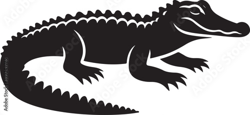 alligator silhouette vector illustration.  Crocodile silhouette vector illustration. Crocodile and alligator silhouette