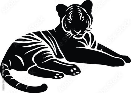 Tiger silhouette isolated on white background tiger set Vector illustration