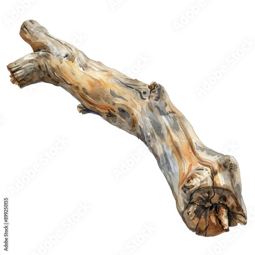 Gobo root, long and slender, earthy texture, watercolor style, isolated on white background