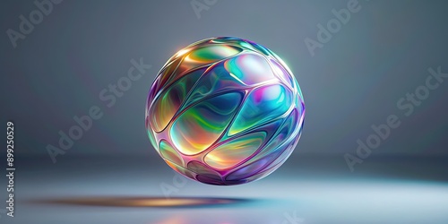 Abstract holographic shape floating on a grey background, abstract, holographic, shape, futuristic, technology, design