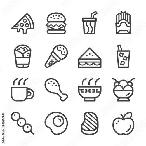 food and drink line icon set,vector and illustration