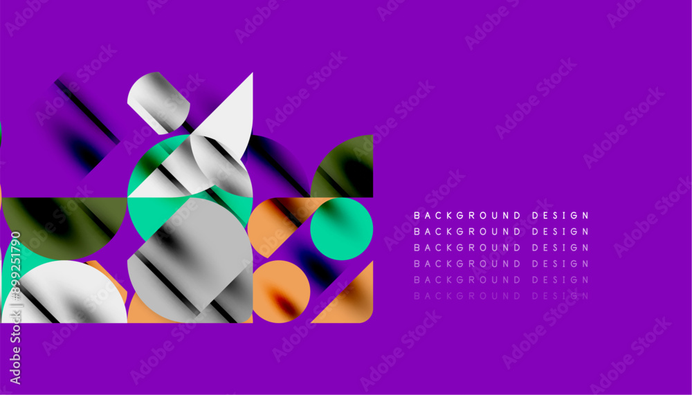 Color beautiful circles, semi circles, squares and round triangles. Geometric mosaic style pattern abstract background for wallpaper, banner, backdrop, card, book Illustration, landing page Color beautiful circles, semi circles, squares and round triangles. Geometric mosaic style pattern abstract background for wallpaper, banner, backdrop, card, book Illustration, landing page