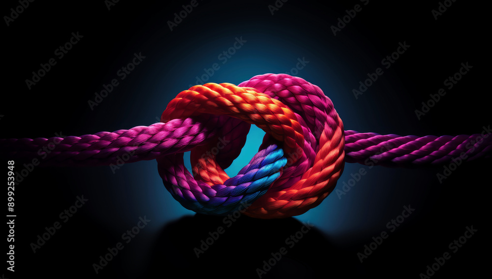 Close-up of colorful ropes tied together, symbolizing the strength and unity