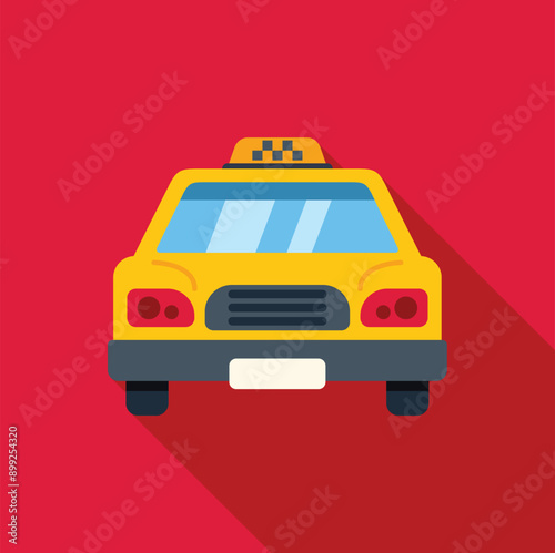 Yellow taxi cab waiting for a passenger on red background