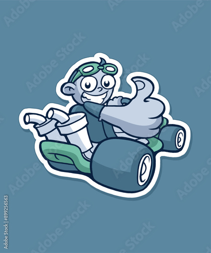 Kart Racer Cartoon Design Sticker