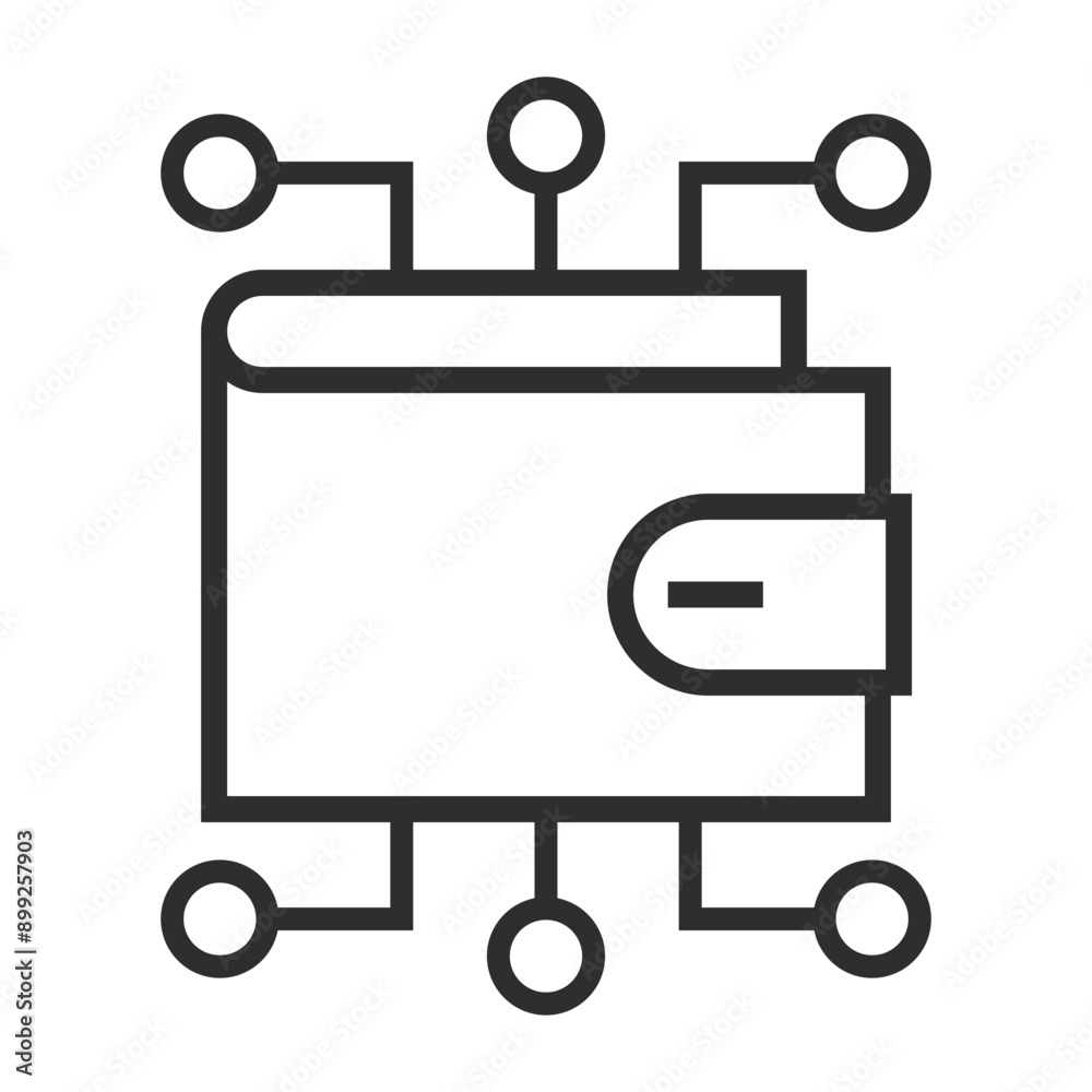 Wallet with digital chip icon, indicating electronic wallet outline icon, editable vector illustration and transparent graphic element. Isolated on white background Wallet with digital chip icon, indicating electronic wallet outline icon, editable vector illustration and transparent graphic element. Isolated on white background