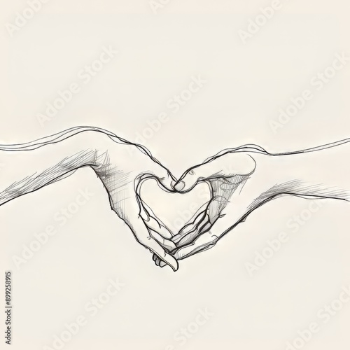 Wallpaper Mural Two Hands Forming a Heart Shape in a Sketch Torontodigital.ca
