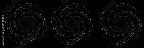 Set of two radial hypnotic spirals, on transparent background	