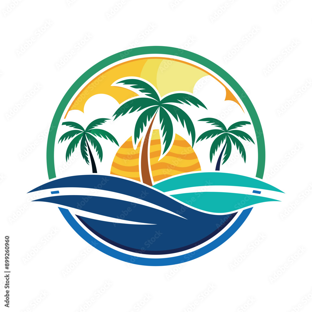 summer beach logo vector illustration summer beach logo vector illustration