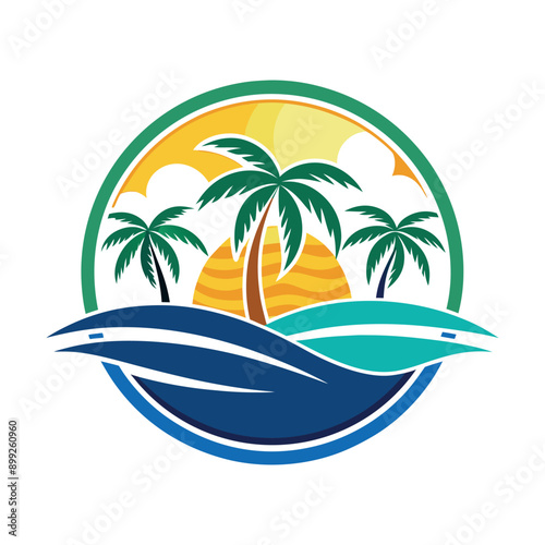 summer beach logo vector illustration