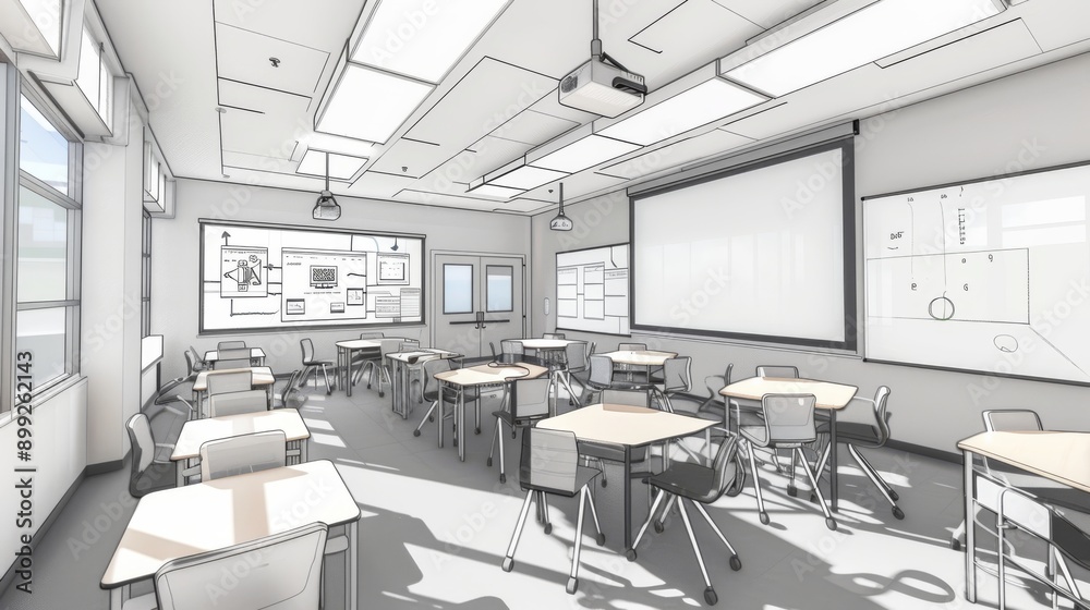 Modern Classroom Interior Design Sketch Modern Classroom Interior Design Sketch