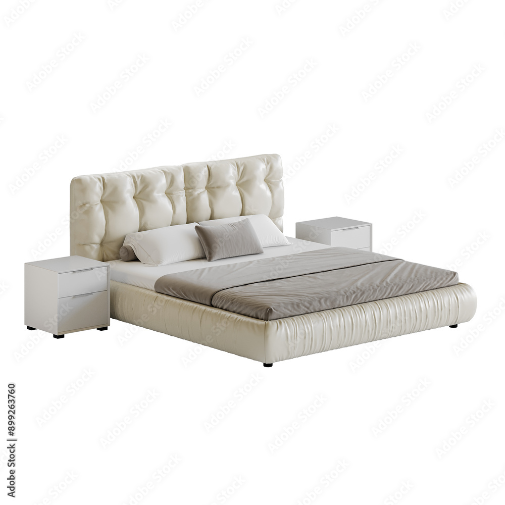 Obraz premium A bed, colorful design, bed, no background, different design, png, white background, isolated, abstract, 3d model.