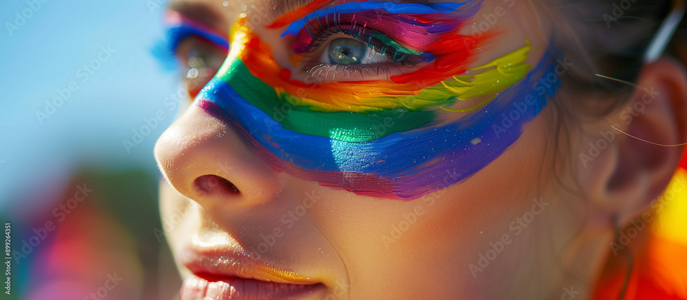 Cheerful individuals at a Pride festival, celebrating with colorful rainbow flags and bright smiles, embracing diversity and joy. Cheerful individuals at a Pride festival, celebrating with colorful rainbow flags and bright smiles, embracing diversity and joy.