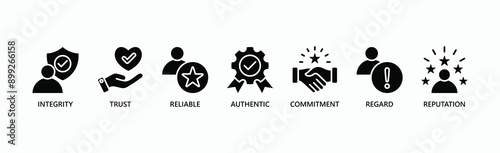 Credibility Banner Web Icon Vector Illustration Concept With Icon Of Credibility, Integrity, Trust, Reliable, Authentic, Commitment, Regard, Reputation