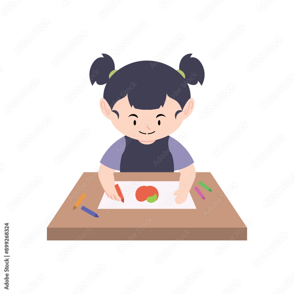 Illustration Child Character Likes to Paint Illustration Child Character Likes to Paint