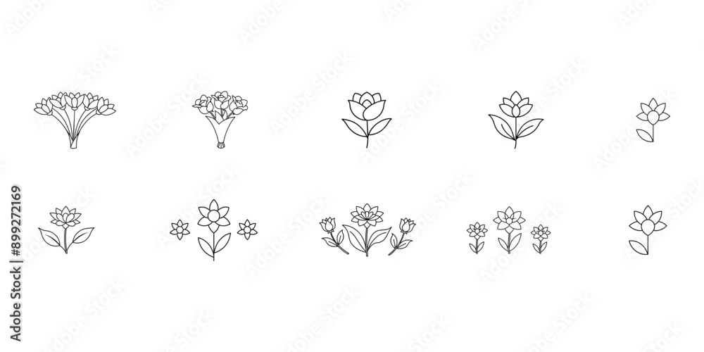 Simple botanical sketch, luxury floral collection for wedding invites, romantic flowers. Simple botanical sketch, luxury floral collection for wedding invites, romantic flowers.