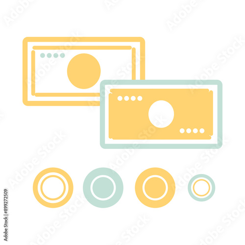 現金　お金　お札　小銭　イラスト