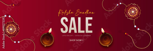 Murais de parede Happy Raksha Bandhan social media post with beautiful raksha bandhan festival greeting card India