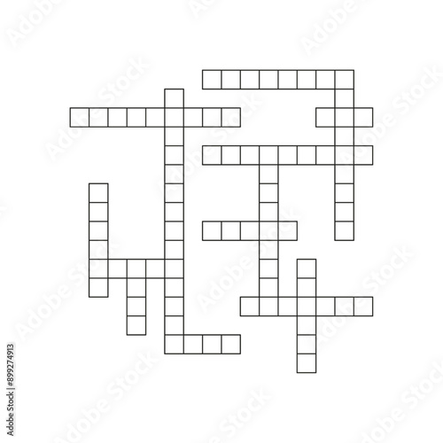 Crossword puzzle template with blank word grid. pattern for newspaper crosswords game. Flat vector illustration isolated on white background.