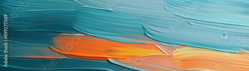 Abstract image featuring textured blue and orange strokes, creating a vibrant and dynamic visual effect with layered patterns..
