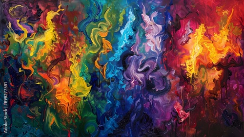 Boundless creativity and imaginative expression captured in vibrant abstract shapes fluid brushstrokes and dynamic energy  Inspired by the movements of the Fauvists and Expressionists 