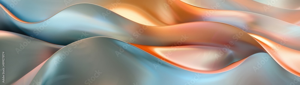 Abstract art featuring fluid waves with smooth, flowing metallic hues in shades of blue and orange, creating a dynamic and modern composition.. Abstract art featuring fluid waves with smooth, flowing metallic hues in shades of blue and orange, creating a dynamic and modern composition..