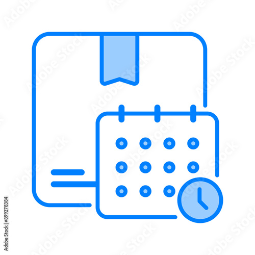 Delivery Schedule icon. On time, Delivery time, Package, Delivery, Calendar, Pick up, Packing, Schedule, Time and date