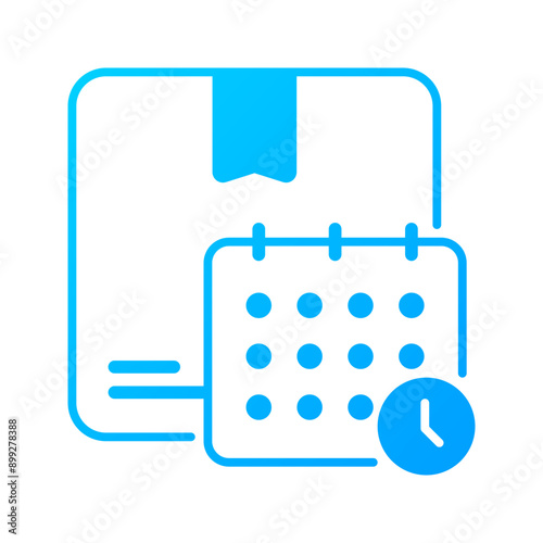 Delivery Schedule icon. On time, Delivery time, Package, Delivery, Calendar, Pick up, Packing, Schedule, Time and date