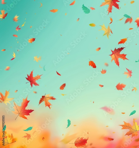 flying autumn  leaves landscape background for banner design © Viktoriia