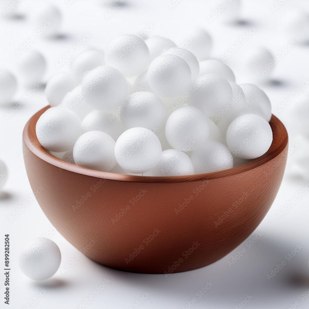 white background filled with white Styrofoam balls