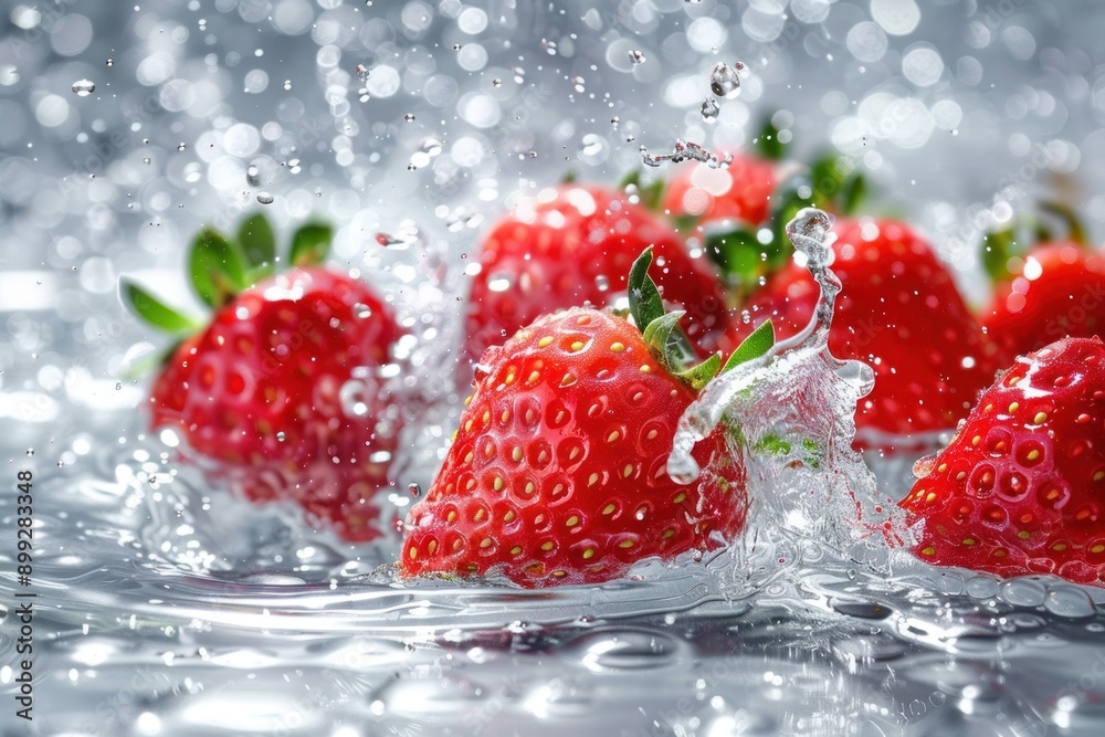 fresh strawberries splashing on water fresh strawberries splashing on water