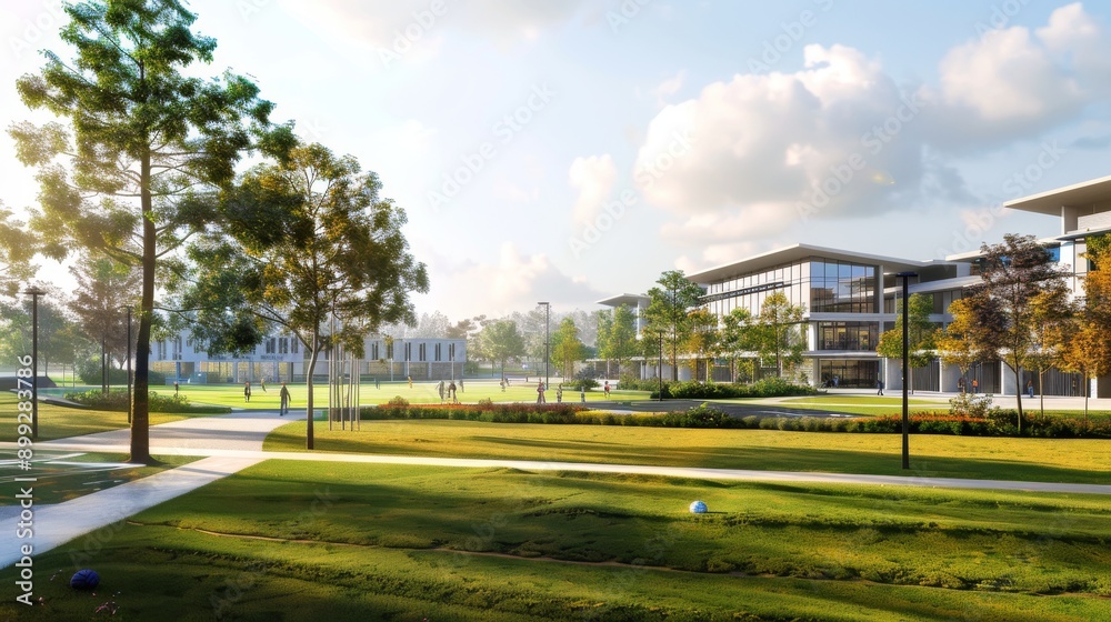 Fototapeta premium Modern Campus with Green Space - Architecture Design