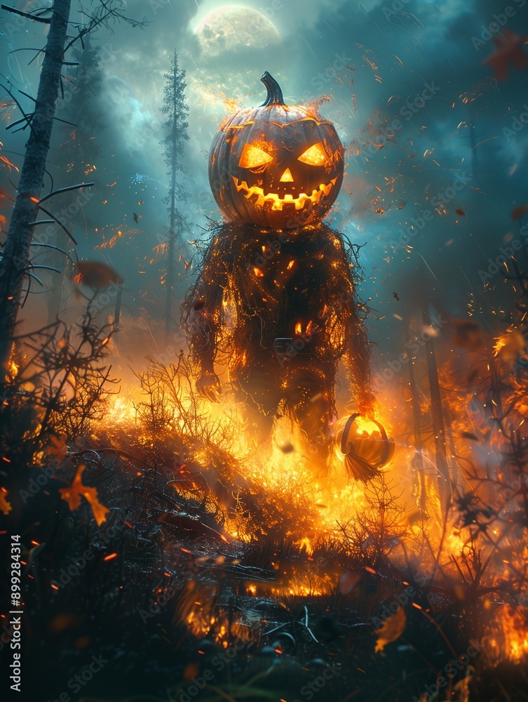 Halloween Art Postcard, Fantasy style illustration Halloween wallpaper background Halloween Art Postcard, Fantasy style illustration Halloween wallpaper background