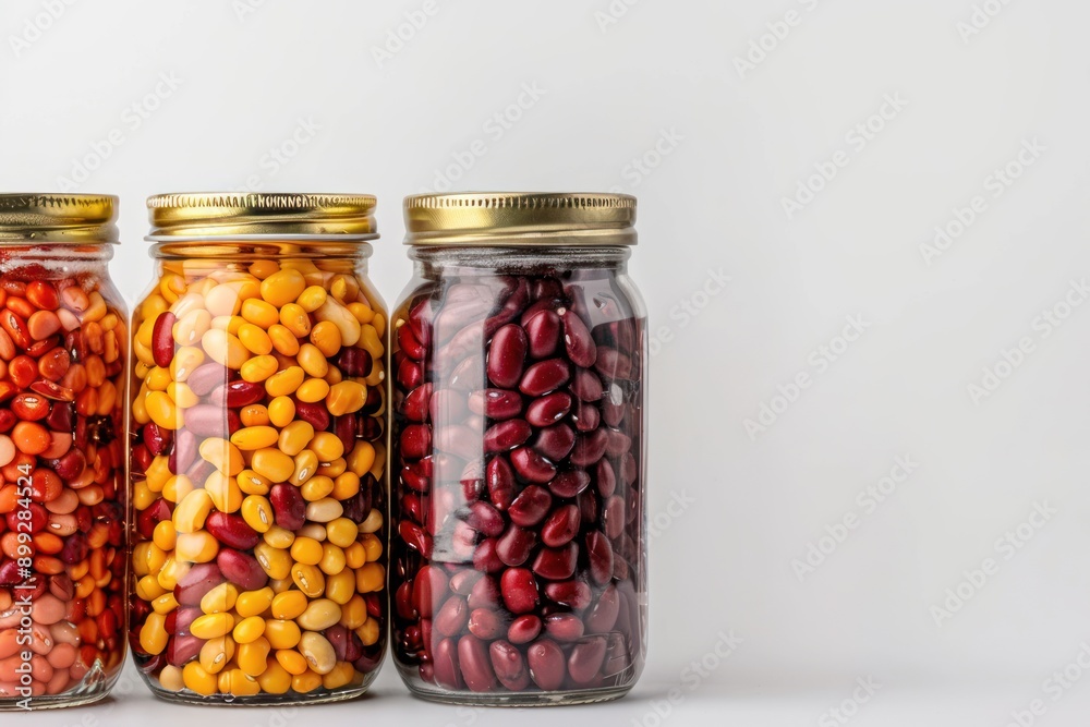 Glasses Of Canned Beanson White Background Glasses Of Canned Beanson White Background