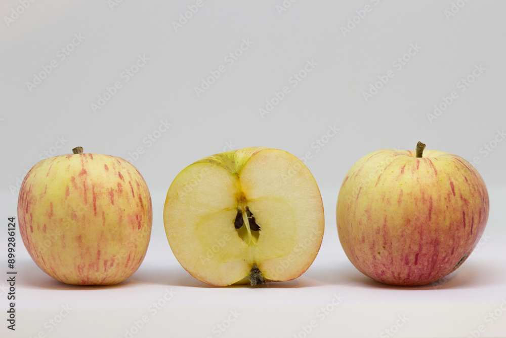tasty three apples in close-up