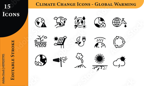 Climate Change Concept - Global Warming Icons