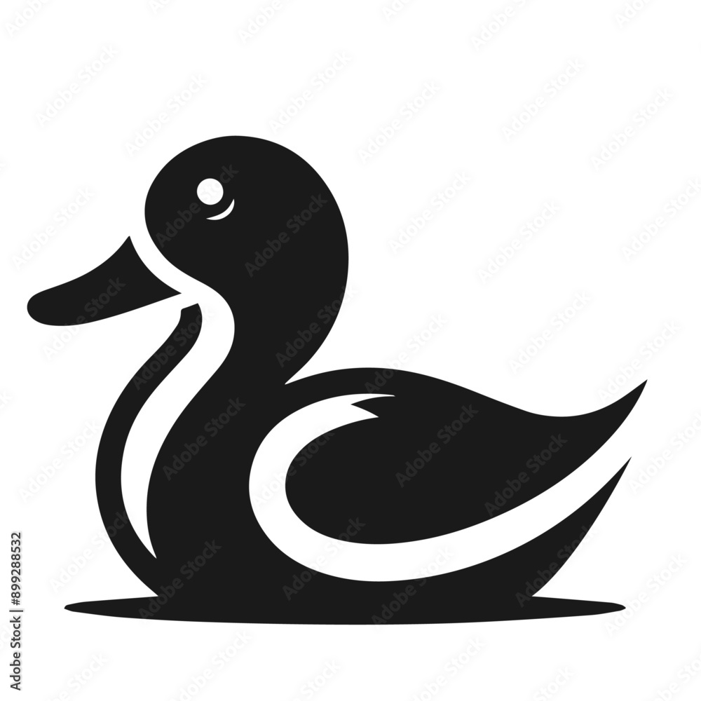 Obraz premium Clean black and white vector silhouette of a Duck isolated on white background