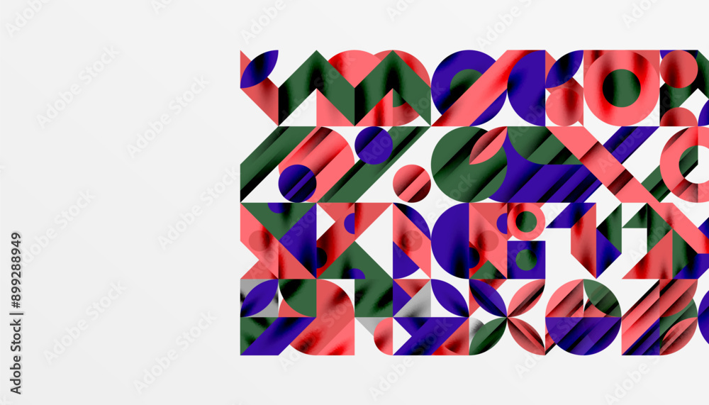 Fototapeta premium Neo memphis geometric pattern with circles, squares and lines. Pop art abstract background for covers, banners, flyers and posters and other templates