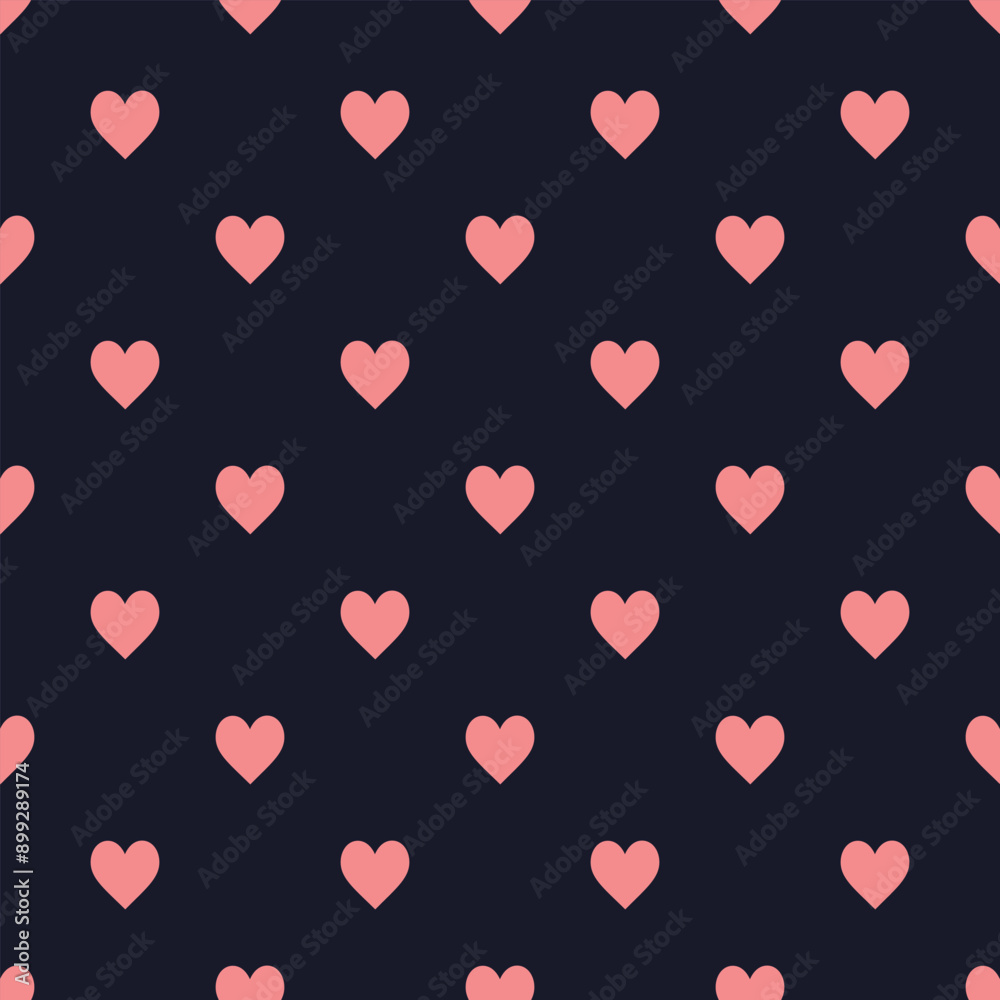 Seamless pattern with pink hearts on dark background Seamless pattern with pink hearts on dark background