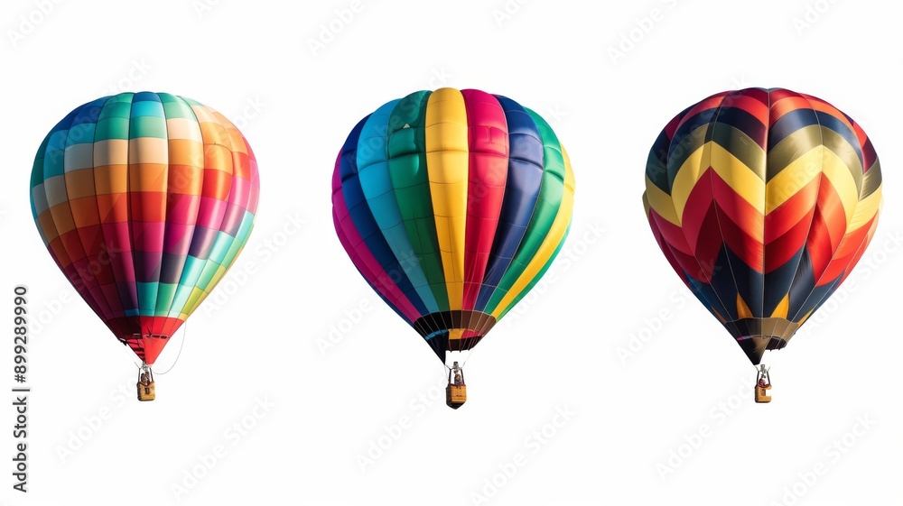 Obraz premium Three vibrant hot air balloons on white background