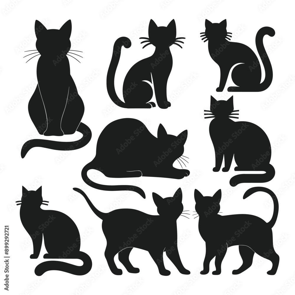 A set of Halloween cat silhouette vector A set of Halloween cat silhouette vector
