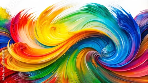 Wallpaper Mural Vibrant, swirling brush strokes in bright summer colors dance across a clean white background, evoking joyful, dynamic artistic expression. Torontodigital.ca