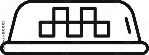 Black and white line art icon of a taxi cab roof sign showing the taxi is available for hire