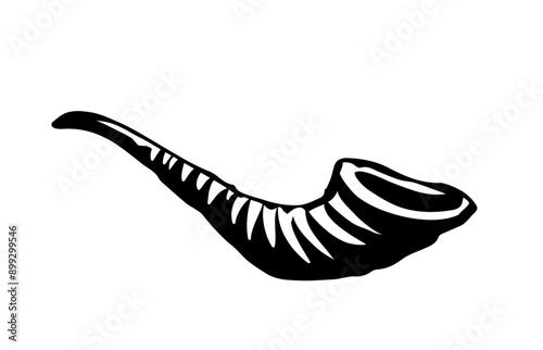 Vector drawing. Jewish ritual horn shofar