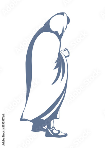 Vector drawing. Man in ancient clothes