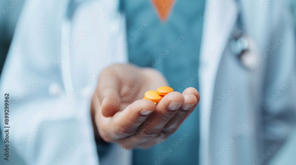 A doctor prescribing antidepressant capsules to a patient, showcasing the importance of mental wellness A doctor prescribing antidepressant capsules to a patient, showcasing the importance of mental wellness