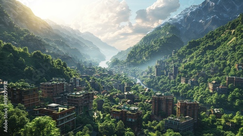 Mountain Valley Cityscape © subur